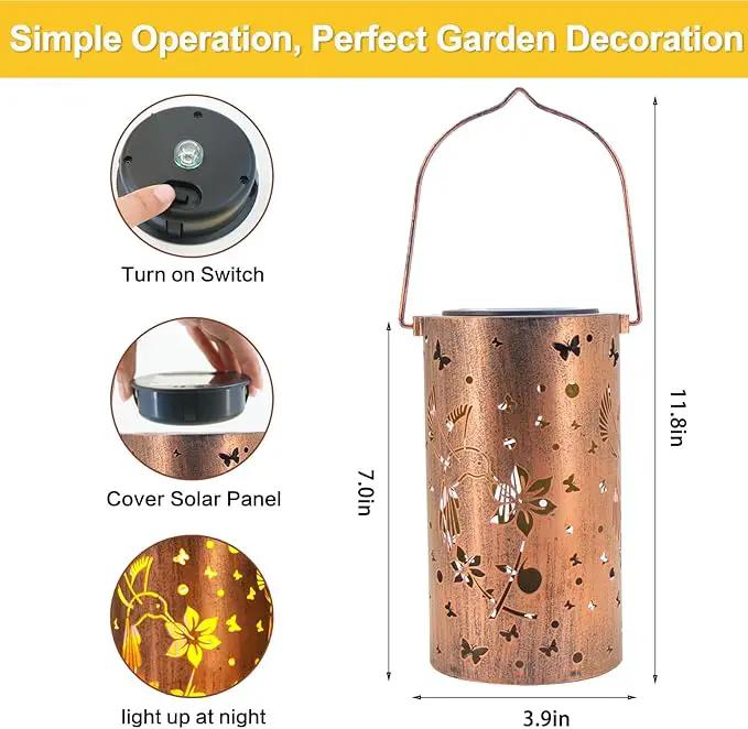 Mothers Day Gifts, Solar Lanterns Outdoor Hanging, Hummingbird Hollowed-Out Metal Waterproof LED Garden Decor Light for Patio Yard Pathway Lawn Front Porch, Birthday Gifts for Women Mom Grandma by GreenHaven Gardens