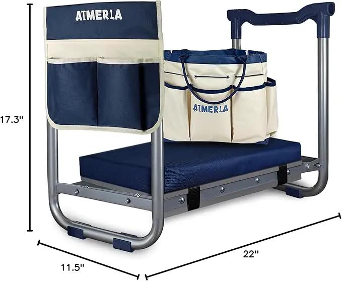 K5 Foldable Garden Kneeler Seat Heavy Duty (Detachable Cloud Kneeler Pad) Garden Stool - 2 Large Capacity Garden Tool Bags with Pockets - Portable Garden Bench for Indoor and Outdoor by GreenHaven Gardens