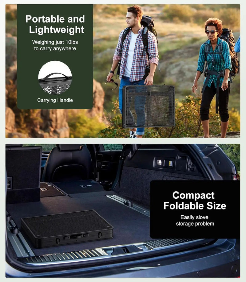 Foldable Grill Table with Mesh Desktop, 200lbs 3Ft Portable Folding Table, Height Adjustable Metal Table for Ourdoor, Camping, Picnic, BBQ and Beach, RV, 35.4" L x 23.6" W by GreenHaven Gardens