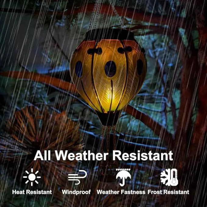 2PCS Solar Hot Air Balloon Lanterns with Flame with Shepherd's Hooks, Glass Hanging Flickering Lights Outdoor Waterproof for Garden Tree Yard Patio Mother's Day Gift, 18" H Peacock-Blue by GreenHaven Gardens
