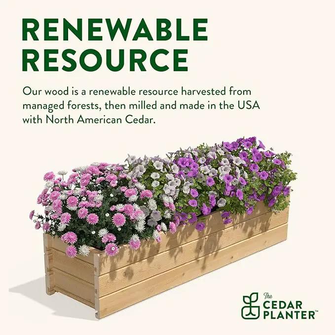 Greenes Fence Cedar Wood Planter Box, 46" x 11" x 10" - Made in USA with North American Cedar by GreenHaven Gardens