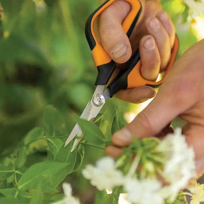 Fiskars Comfort Loop Micro-Tip Pruning Snips - 7" Garden Shears with Sheath and Extra Large SoftGrip Handle - Yard and Garden Tools - Orange/Black by GreenHaven Gardens