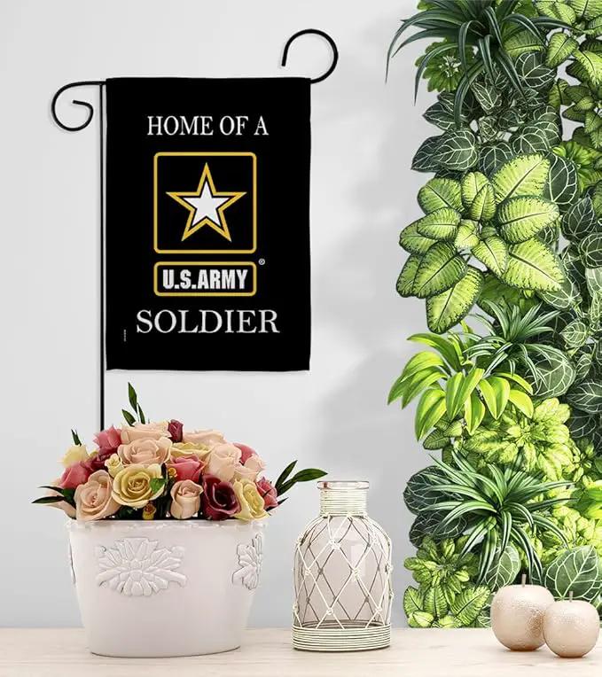 US Army Army Soldier Garden Flag Set Wall Holder Armed Forces Rangers United State American Military Veteran Retire Official House Decoration Banner Small Yard Lawn Proch, 13 x 18.5 inch, Made In USA by GreenHaven Gardens
