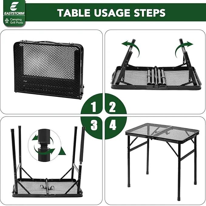 Small Folding Table, Easy for Storage, Compact and Portable Picnic Table for Grill, Outdoor Camping, Garden, Patio, Dining, BBQ, Party, Market, 2Ft (Small, Black), 23.6" L x 15.8" W by GreenHaven Gardens