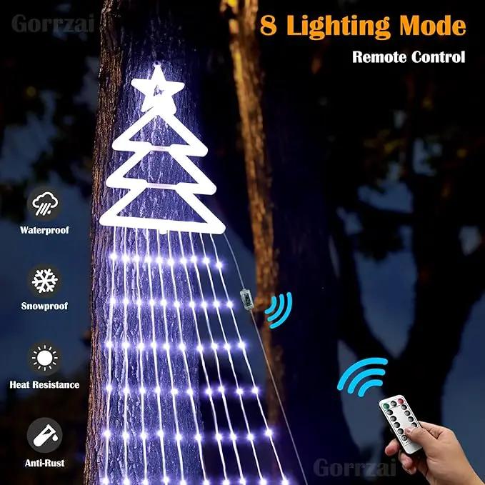 Outdoor Christmas Decorations Yard Star String Lights 420 LED Waterproof, 8 Lighting Modes Waterfall Lights for Yard Patio Garden Party (Cold White) by GreenHaven Gardens