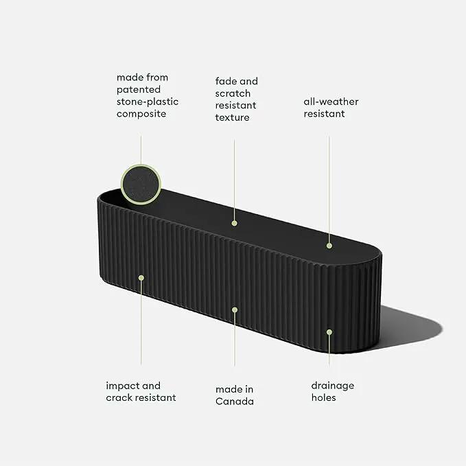 Veradek Demi Series Window Box Planter - Long Planter Box for Windowsill/Balcony | Durable Plastic-Stone Composite Material | Modern Décor for Flowers/Herbs by GreenHaven Gardens