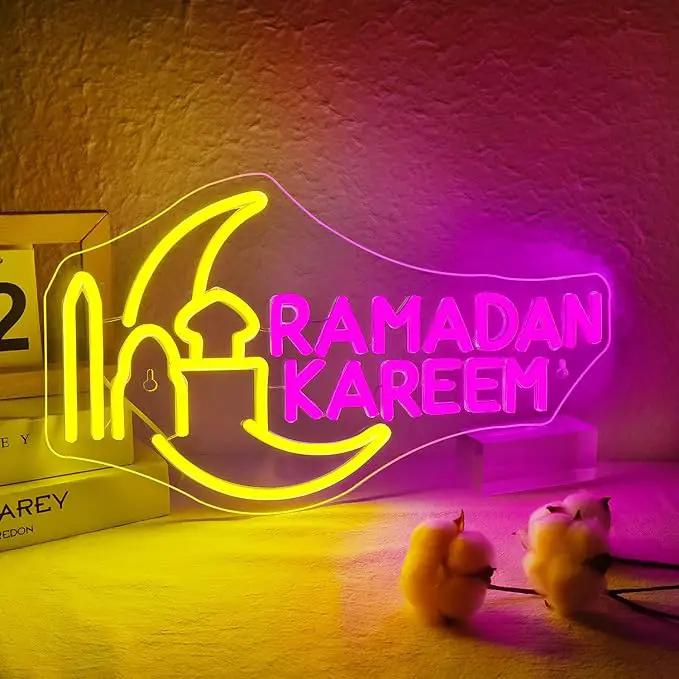 Moon Castle Ramadan Festival Neon Sign Eid Mubarak Neon Lights for Wall Decor Muslim Islamic Led Light Sign for Ramadan Mubarak Ramadan Kareem Sign Islamic Muslim Home Bedroom by GreenHaven Gardens