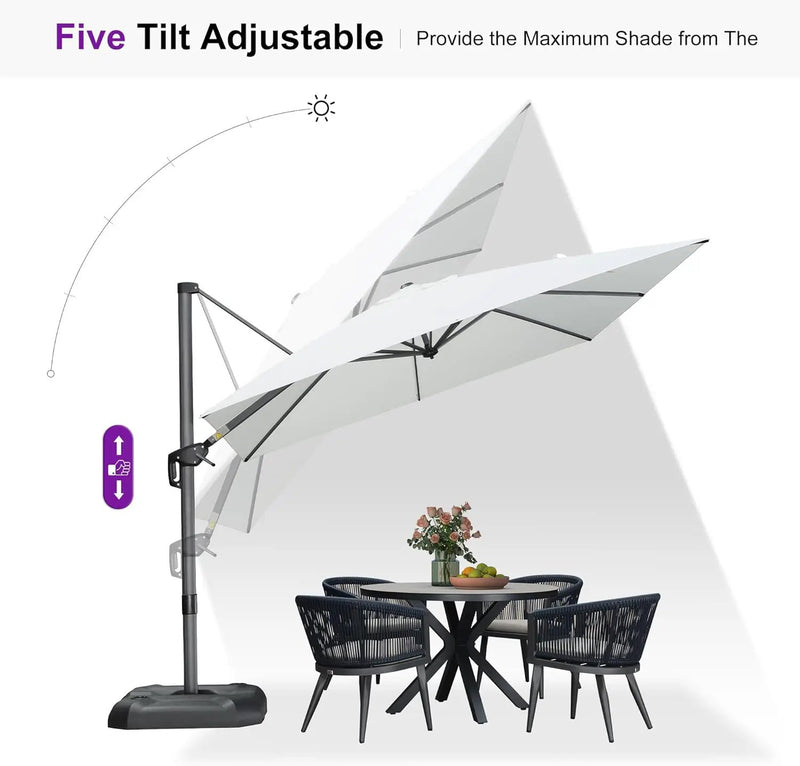 PURPLE LEAF 9 Feet Patio Umbrella Outdoor Cantilever Square Umbrella Aluminum Offset Umbrella with 360-degree Rotation for Garden Deck Pool Patio, White by GreenHaven Gardens