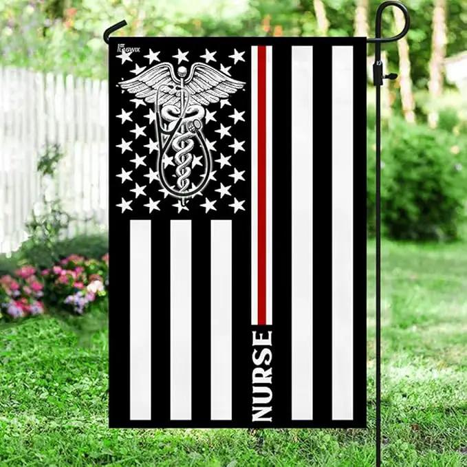 FLAGWIX American Flag, Nurse Flag Thin Red Line Nurse Flag - 4th of July, Independence Day Decorations for Home, Garden, House Flag 30x40 - USA Flags Premium Polyester, Decorative Indoor Outdoor Flag by GreenHaven Gardens