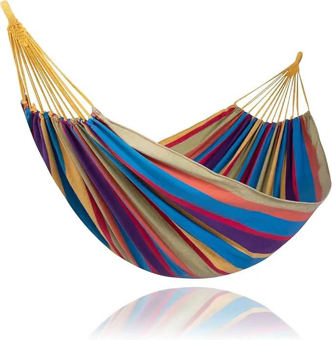 SUNCREAT Outdoor Double Hammock, Portable Tree Colorful Hammock, Colorful Stripes by GreenHaven Gardens
