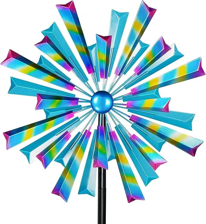 Decoroca Wind Spinners Outdoor Metal Large - 72in 360 Degrees Rainbow Wind Spinner for Outdoor Yard, Patio, Lawn & Garden Sculptures - Rare Square Fan Blade Design - Used to Adjust Mood in Garden by GreenHaven Gardens