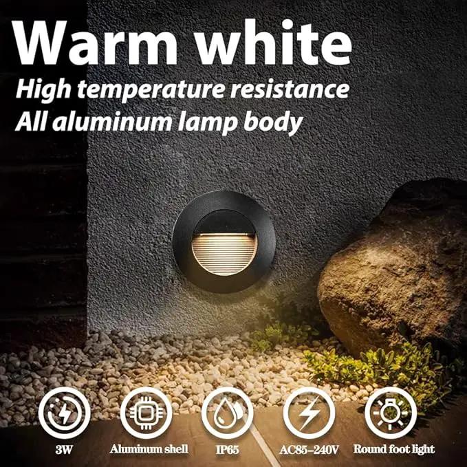 6Pcs 3W LED Recessed Wall Light, Step Light Warm White 3000K, Stair Light Staircase Light Lighting lamp, Inside Outside Garden Balcony Corridor, Aluminum, 120V Black by GreenHaven Gardens