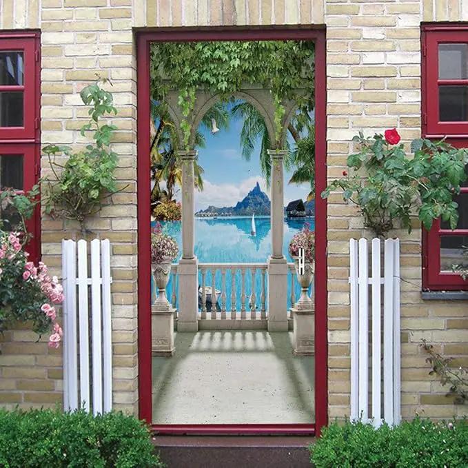 3D Door Stickers Murals - Peel & Stick Landscape - Wallpaper Self-Adhesive Decals - Removable PVC Waterproof Door Poster - Bedroom & Living Room Decoration - 37.4" x 78.7" by GreenHaven Gardens
