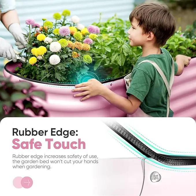 KING BIRD Raised Garden Bed 2.85 ft Tall 9 in 1 Galvanized Planter Garden Box Outdoor for Gardening, Deep Root Vegetables, Flowers 94.5X23.6X34.2 in, Pink by GreenHaven Gardens