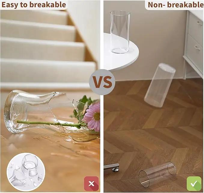 Clear Flower Vase, Non-breakable Vases, 6" W x 16" H, Acrylic Vase, Aesthetic Room Decor Cylindrical Modern Flower Vases for Table Centerpiece, Home Decor, Women Floral Arrangement Gift by GreenHaven Gardens