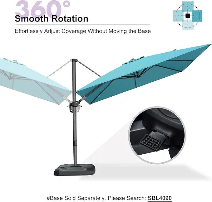 PURPLE LEAF Cantilever Umbrella with Base 9 Feet Patio Outdoor Aluminum Offset Umbrella with 360-degree Rotation for Garden Deck Pool Patio Turquoise Blue by GreenHaven Gardens
