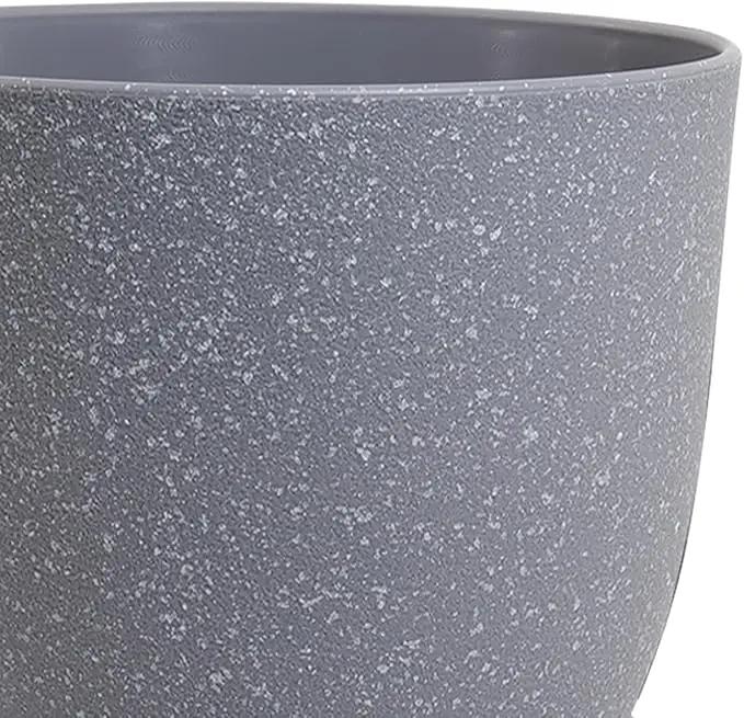 Flower Pots 9/8/7.5inch, Set of 3 Modern Decorative Plastic Planters with Drainage Holes and Saucers for Garden House Plants, Plant Pots for Indoor Outdoor Plants, Speckled Grey by GreenHaven Gardens