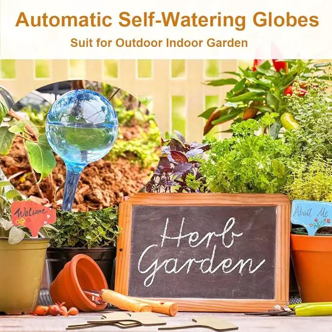MOONSOUND Small Plant Watering Globes, 6pcs Plastic Plant Watering Devices, Plant Waterer Self Watering Bulbs for Indoor Outdoor Plants by GreenHaven Gardens