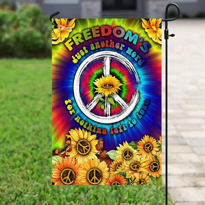 FLAGWIX Sunflower Hippie Peace Flags - Summer Flag Decorations For Home, Outside, House Flag (30 x 40) - USA House Garden Flags, Hippie Peace House Flag, Premium Polyester - Decorative Outdoor Flags by GreenHaven Gardens