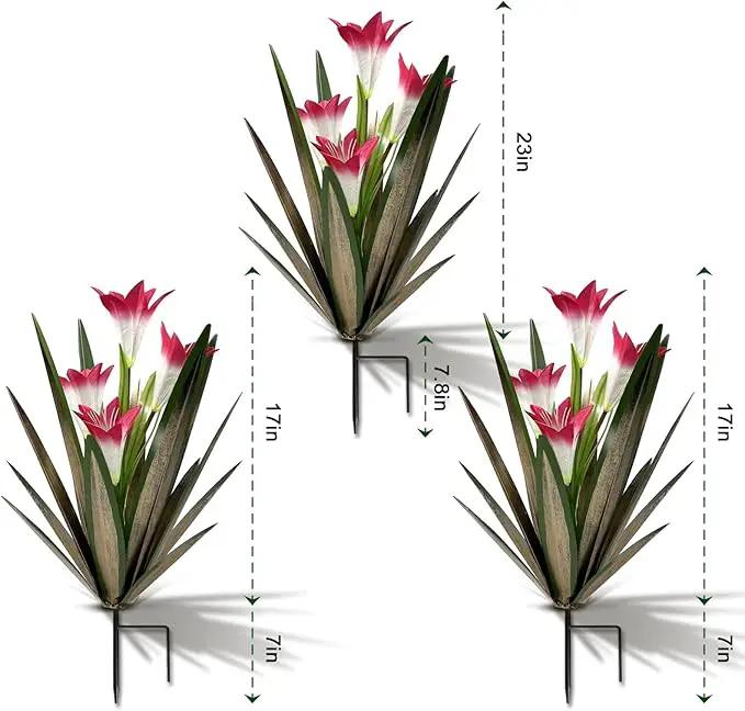 Homight Metal Agave Plant Outdoor Decoration Outdoor Garden Decoration Lily Mexican Yard Art Plant Garden Agave Lily Decorative Garden Gift… (3 Big Red Lilies) by GreenHaven Gardens