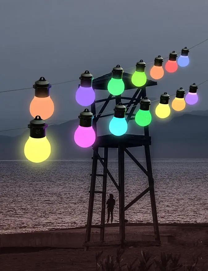 Smart Outdoor String Lights 20FT 20PCS G50 Led Bulb Outdoor APP& Remote Control Dimmable Music synic Timer speedness for Vacation Daily Camping Garden Yard Party Wedding Home Decoration by GreenHaven Gardens