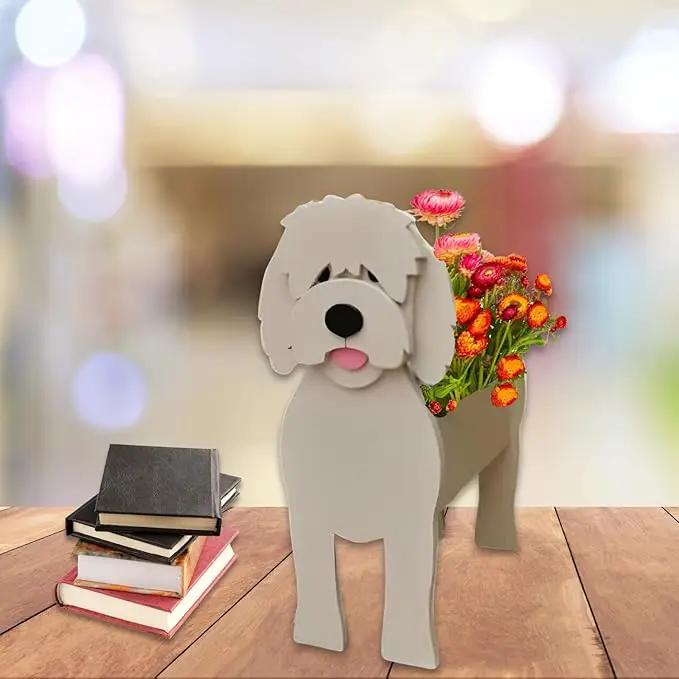 Golden Doodle Dog Planter Plant Pots,Cute Garden Dog Flower Planter,Large Dog Planters Birthday Gifts for Women,Office,Indoor/Outdoor Decor（9.84 * 9.06 * 17in） by GreenHaven Gardens