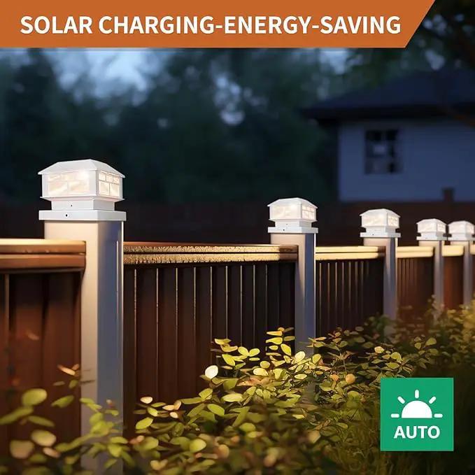 Solar Post Lights Outdoor, 20LM Fence Post Cap Lights, Waterproof, 2 Light Modes, Fit 3.5x3.5in 4x4in 5x5in Wooden Post, Solar Power Deck Lights for Garden Deck Patio Decoration(White 2Pack) by GreenHaven Gardens