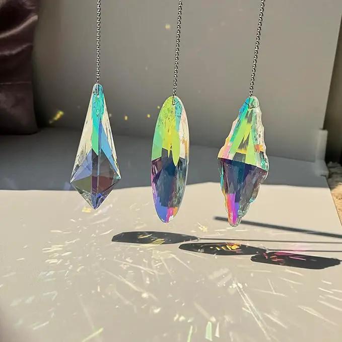 3PCS 5" Large Crystal Sun Catcher Prisms, Hanging Suncatchers with Glass Prism, Rainbow Maker for Room, Windows,Garden,Fantasy Aesthetic Home Decor. (YGBS02) by GreenHaven Gardens