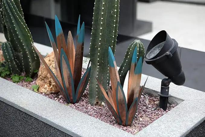Homight Metal Agave Plants Outdoor Decor Mexican Yard Art Plants Garden Decor for Outside Metal Art Flowers Gifts for Butterflies Bees Birds for Gifts (1big&1small) by GreenHaven Gardens