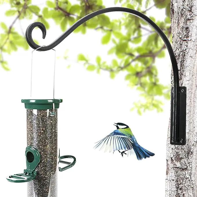AJART Hanging Plant Hanger Outdoor: 2Pieces Bird Feeder Wall Hooks - 16-Inch Heavy-Duty Plant Bracket Hook for Hanging Flower Baskets by GreenHaven Gardens