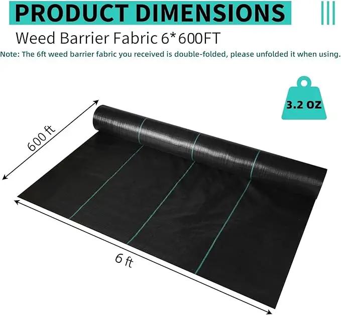 6ftx600ft Heavy Duty Weed Barrier Landscape Fabric – Durable Woven Driveway Garden Cloth for Weed Control, Ground Cover, Landscaping – Long-Lasting Geotextile Fabric – 3.2oz by GreenHaven Gardens