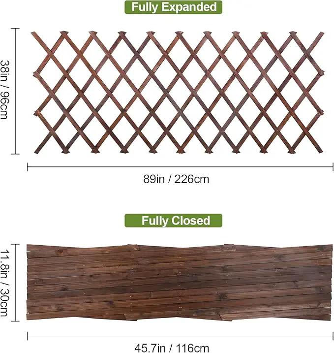 2PCS Expandable Garden Trellis, 38" x 89" Large Wooden Lattice Fence Wall Panel Stretchable Decorative Fences Lattice Trellis for Climbing Plants Outdoor Ivy Vine Rose Clematis Garden Patio Room Decor by GreenHaven Gardens