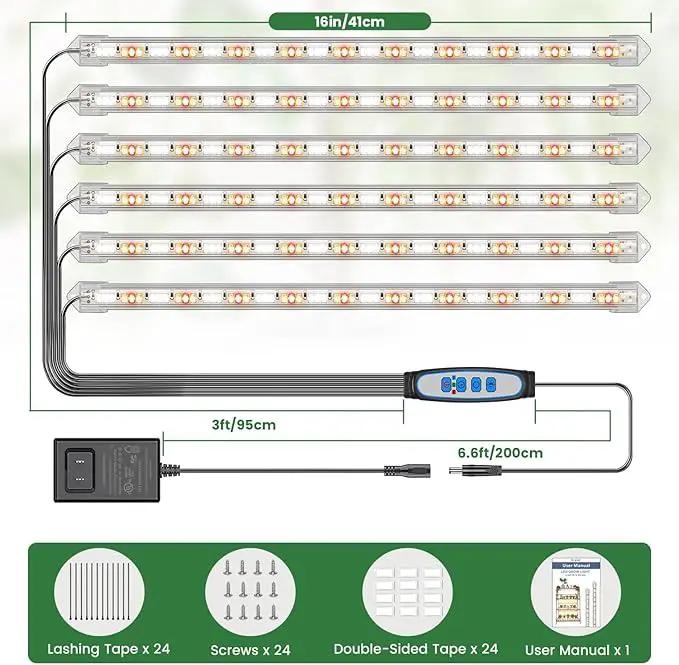 Under Cabinet Grow Light Strip, 36W 360LEDs Grow Lights for Indoor Plant Full Spectrum 660nm/3000K/6000K Grow Lamp with 6/12/16H Timer, 3 Spectrum Modes, 5 Brightness Levels (6 Bars/2 Pack) by GreenHaven Gardens