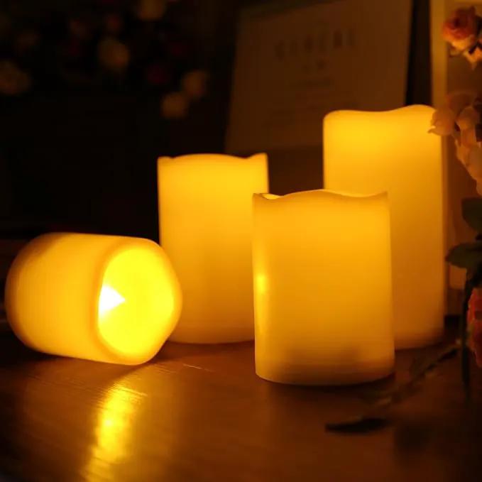 CANDLE CHOICE Waterproof Outdoor Battery Operated Flameless Candles with Timer Realistic Flickering Plastic Fake Electric LED Pillar Lights for Lantern Garden Wedding Christmas Decorations 4 Pack by GreenHaven Gardens