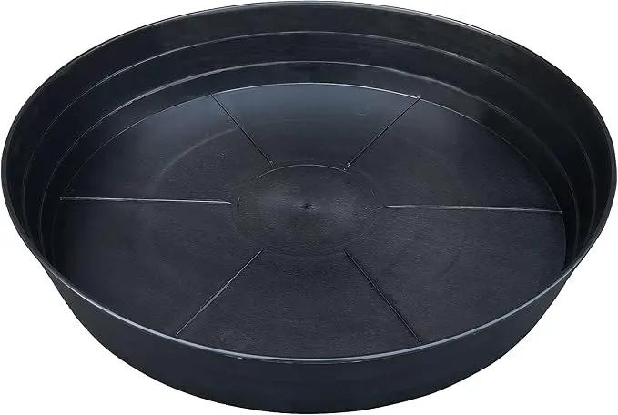 25 Inch Extra Large Plant Saucers, Extra-Deep 4.25 in Black Drip Trays for Flower Pot, Heavy Duty Drainage Tray Indoors No Holes, 2 Pack Plastic Planter Plate Water Catcher for Pots Base 20 21 22 in by GreenHaven Gardens
