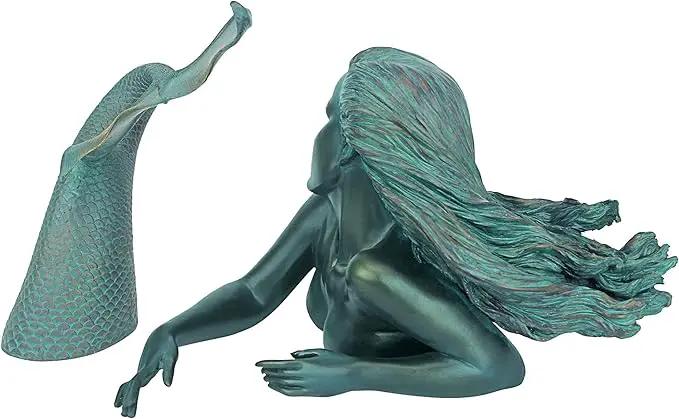 Design Toscano Meara the Mermaid Swimmer Indoor/Outdoor Garden Statue for Patio, Pool or Lawn, 16 Inches Wide, 7 Inches Deep, 7 Inches High, Handcast Polyresin, Green Verdigris Finish by GreenHaven Gardens