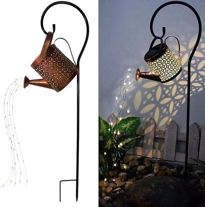 Solar Lanterns Outdoor Waterproof,Metal Watering Can Garden Decor,Hanging Solar Path Lights Yard Art,Outside Patio Decorations Gardening Birthday Gifts for Mom Grandma Women,with Hook,Large by GreenHaven Gardens