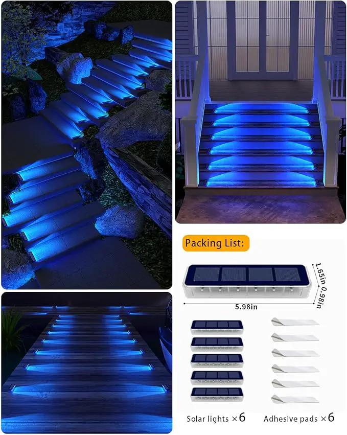 Blue Solar Lights for Outside,6 Pack Solar Deck Lights Outdoor Waterproof LED,Blue Step Light for Outside,Dock Light Solar Powered Waterproof for Deck,Steps,Dock,Driveway,Stair,Path by GreenHaven Gardens