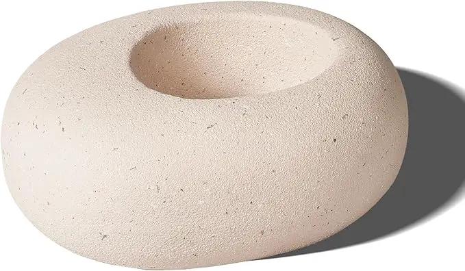 Stone - Mimicking Indoor/Outdoor Concrete Planter - Concrete Composite | Durable for Lawns & Commercial Decor (Beige, Small) by GreenHaven Gardens