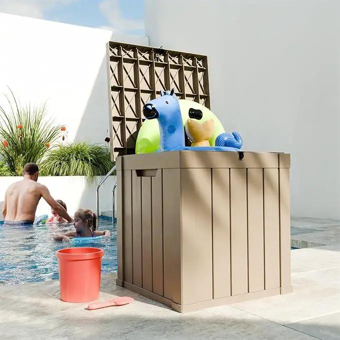 50 Gallon Outdoor Storage Box – Waterproof Deck Box for Garden & Patio,Light Brown by GreenHaven Gardens
