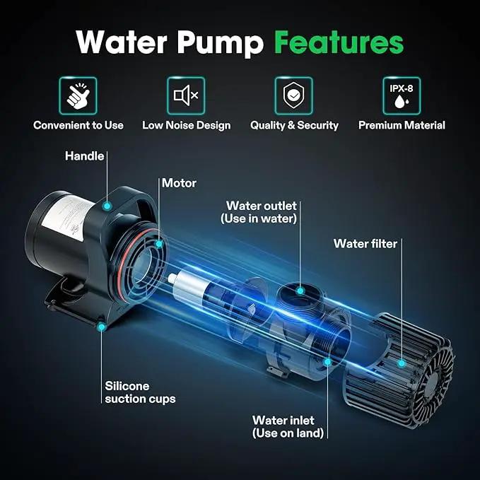 VIVOSUN 1600 GPH Submersible Water Pump with Barrier Bag, 100W Pond Pump, Ultra Quiet Aquarium Pump with 14FT. Lift Height for Pond, Waterfall, Fish Tank, Statuary, Hydroponic by GreenHaven Gardens
