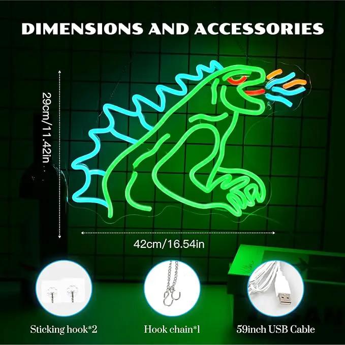 Monster Neon Sign Dimmable Dinosaur Neon Signs for Wall Decor LED USB Powered Anime Neon Light Sign for Bedroom Game Room Bar Party Club Man Cave Decoration Boys Birthday Gifts by GreenHaven Gardens