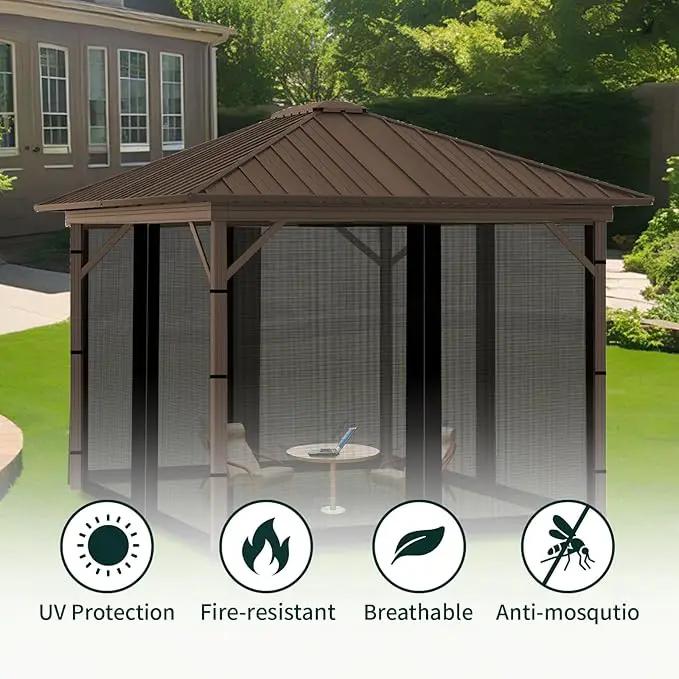 Replacement Gazebo Mosquito Netting 12' x 12',Universal Netting for Canopy Tent,4-Panel with Zipper for Outdoor Patio,Backyard (Mosquito Net Only,Black)