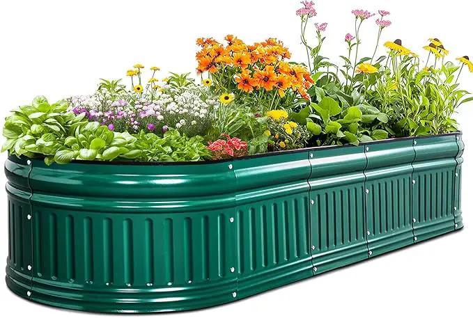 KING BIRD Raised Garden Bed Kit 2025 Upgraded Modular DIY Galvanized Planter Garden Box Outdoor for Gardening, Vegetables, Flowers, Elegant Roman Column Design, 71x24x12 in, Dark Green by GreenHaven Gardens
