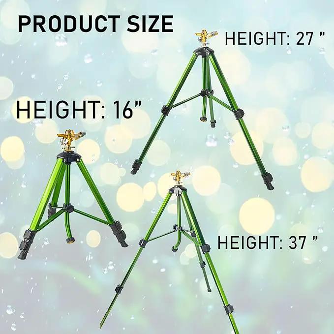 Impact Sprinkler on Tripod Base, Heavy Duty Adjustable Zinc Sprinkler Head for Lawn Yard Garden, 360 Degree Large Area Irrigation, 3/4" Connector Extension Legs Flip Locks, 2 Pack by GreenHaven Gardens