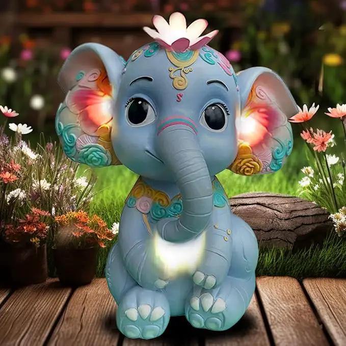 Solar Garden Outdoor Statue Elephant with 4 LED Lights,Lawn Decor Statue for Patio, Balcony,Yard Ornament,Ideal Gift for Christmas,Women,Mom,Grandma,Birthday or Unique Housewarming by GreenHaven Gardens