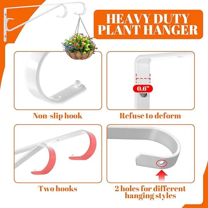 Plant Hangers Outdoor (2 Pack-15.5 Inch White) Plant Hooks Heavy Duty Iron Plant Hanger Hook for Wall, Hanging Plant Bracket for Planters, Bird Feeders, Lanterns, Wind Chimes, Outdoor by GreenHaven Gardens