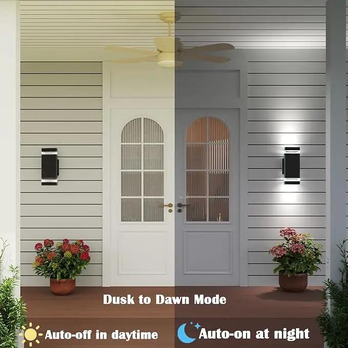 Motion Sensor Outdoor Wall Lights, Dusk to Dawn Exterior Light Fixtures with 3 Lighting Modes,Up and Down Porch Lights 5000K Daylight, Waterproof Modern Wall Sconce for House, Patio, Garage by GreenHaven Gardens