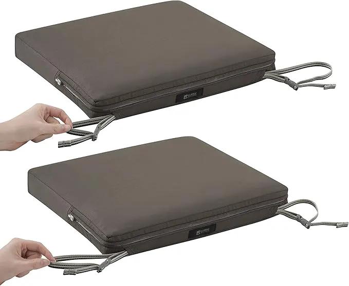 Classic Accessories Ravenna Seat Cushion, 17"W x 15"D x 2"Thick, Dark Taupe by GreenHaven Gardens