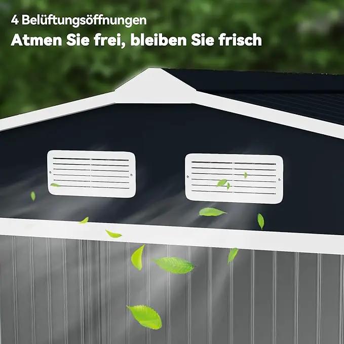 Outsunny 9' x 6' Outdoor Storage Shed, Garden Tool Metal Shed with Foundation Kit, Double Lockable Door, Air Vents and Sloping Roof, for Backyard, Patio, Lawn, Dark Gray by GreenHaven Gardens